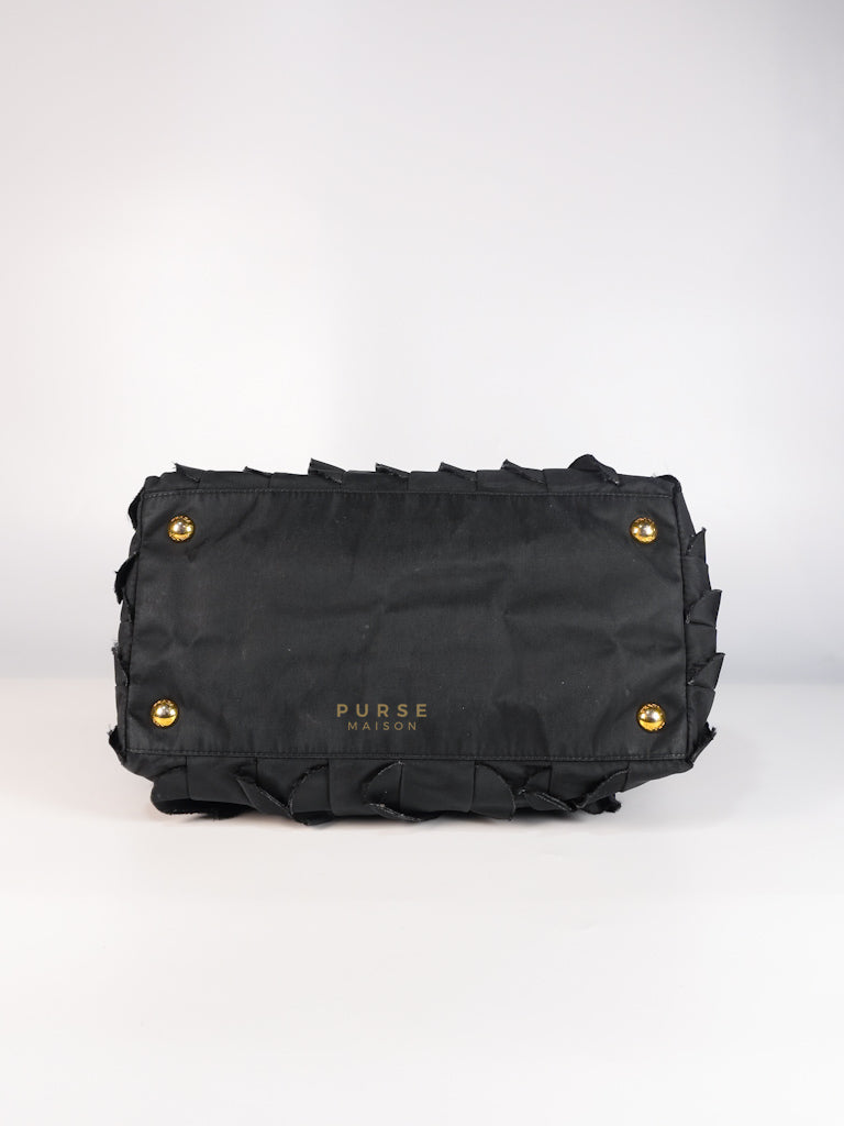 Small Tessuto Nylon Ruffle Bag Nero Black | Purse Maison Luxury Bags Shop