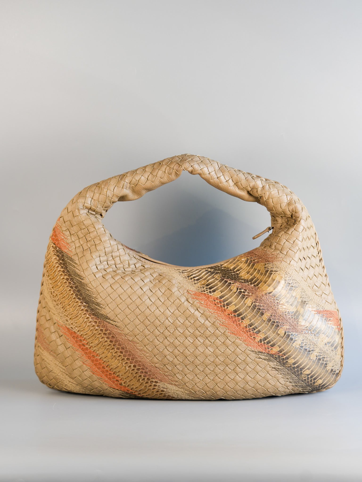 Snakeskin Brown Intrecciato Leather Hobo Bag | Purse Maison Luxury Bags Shop