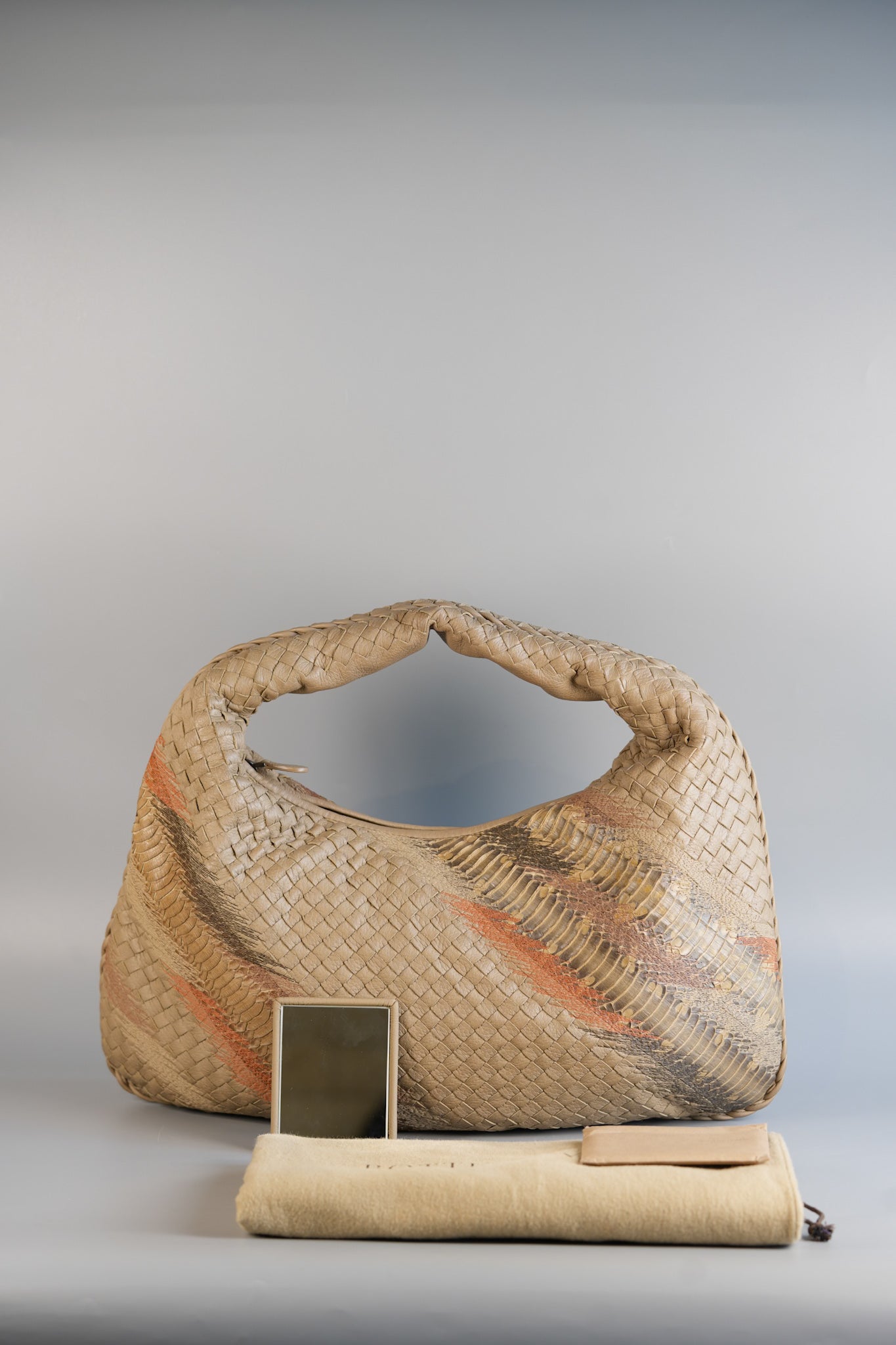 Snakeskin Brown Intrecciato Leather Hobo Bag | Purse Maison Luxury Bags Shop