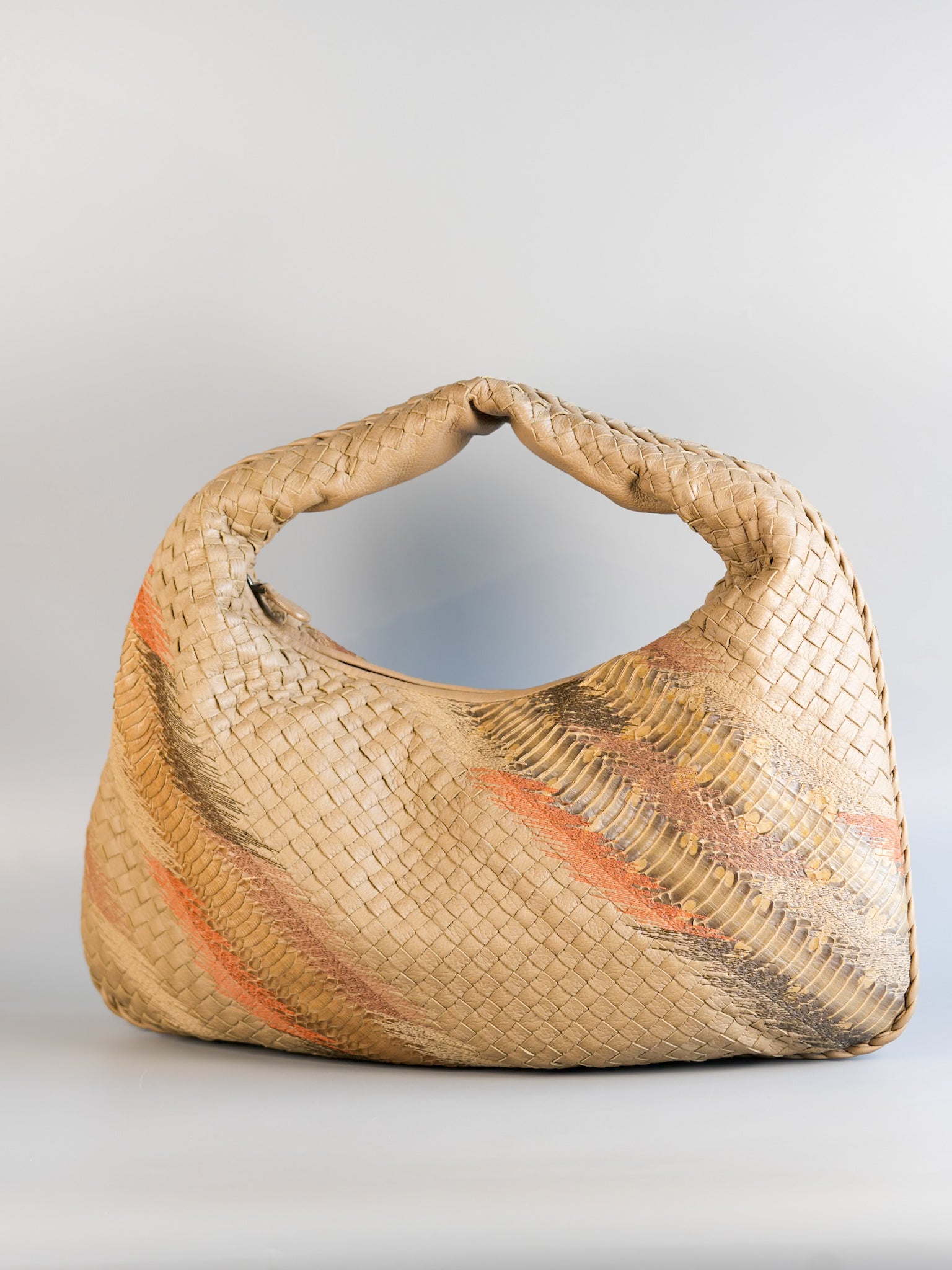 Snakeskin Brown Intrecciato Leather Hobo Bag | Purse Maison Luxury Bags Shop