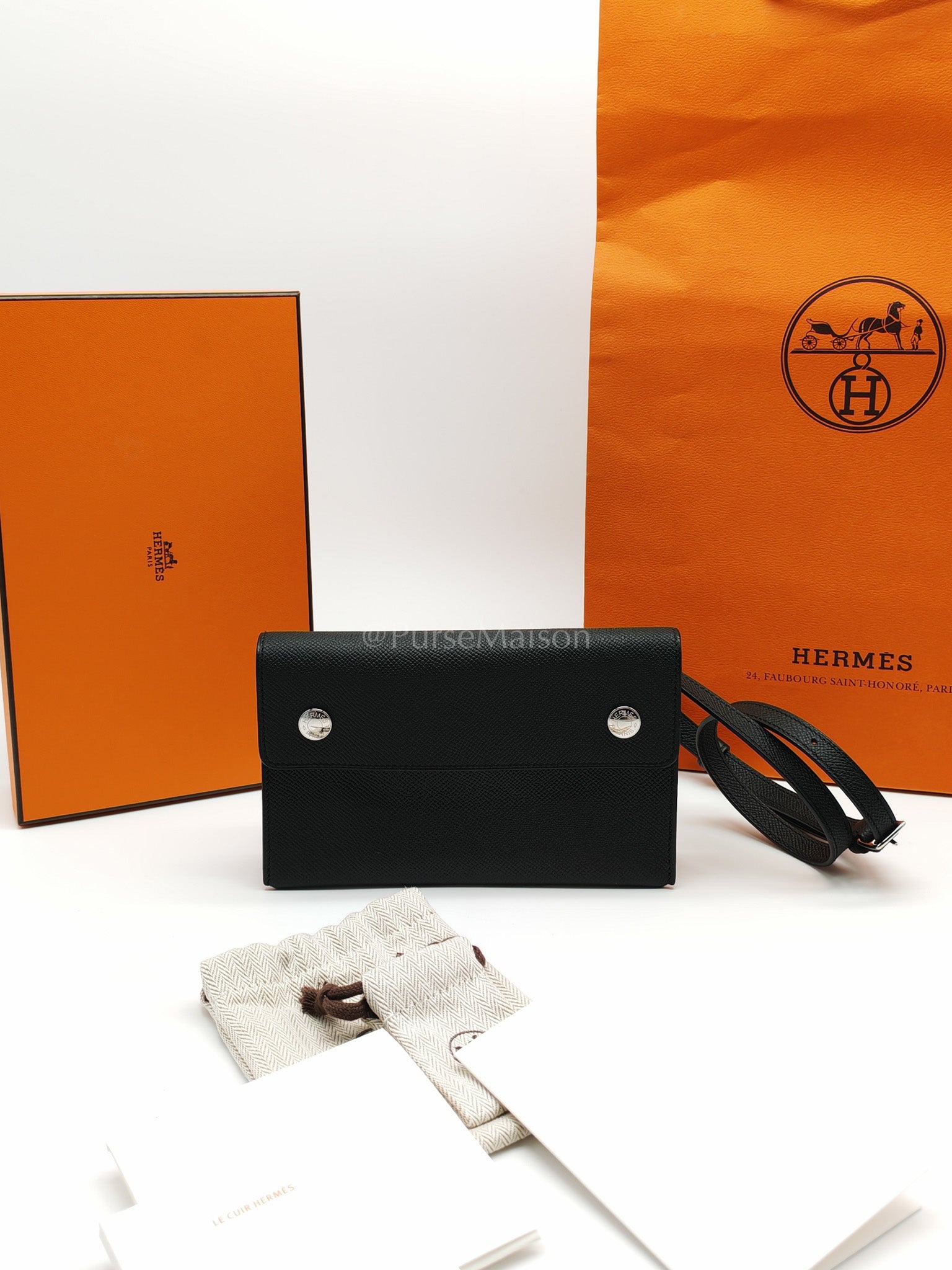 Snap Wallet in Noir/Black Epsom Leather Palladium Hardware Stamp K(2025) | Purse Maison Luxury Bags Shop