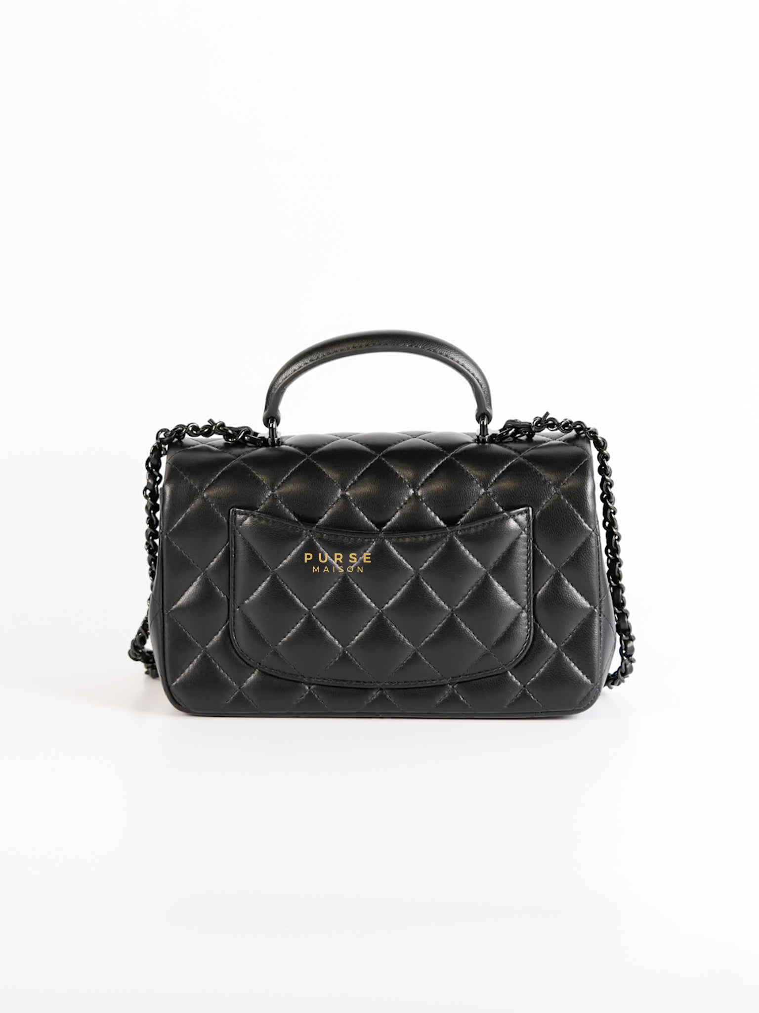 So Black Mini Rectangle with Top Handle in Lambskin Leather (microchip) | Purse Maison Luxury Bags Shop