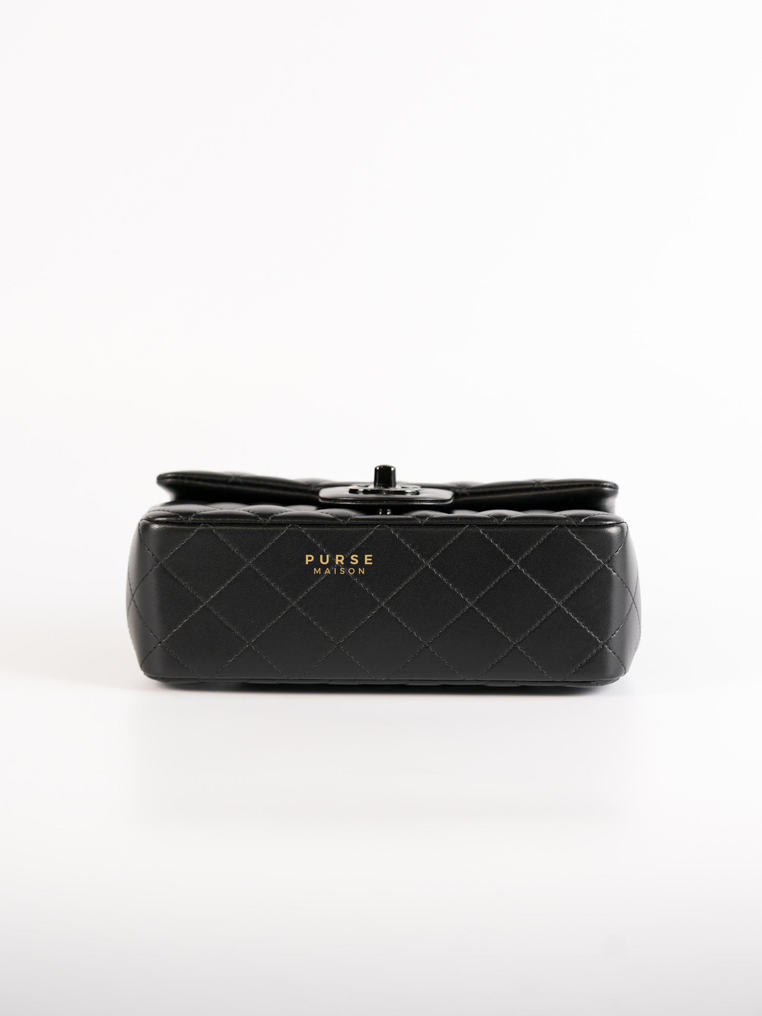 So Black Mini Rectangle with Top Handle in Lambskin Leather (microchip) | Purse Maison Luxury Bags Shop