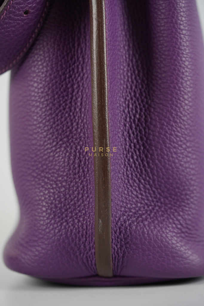 So Kelly Anemone in Togo Leather and Palladium Hardware Stamp Square R (2014) | Purse Maison Luxury Bags Shop