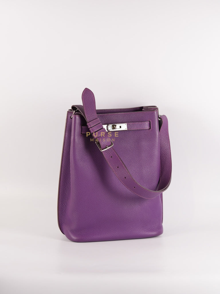 So Kelly Anemone in Togo Leather and Palladium Hardware Stamp Square R (2014) | Purse Maison Luxury Bags Shop