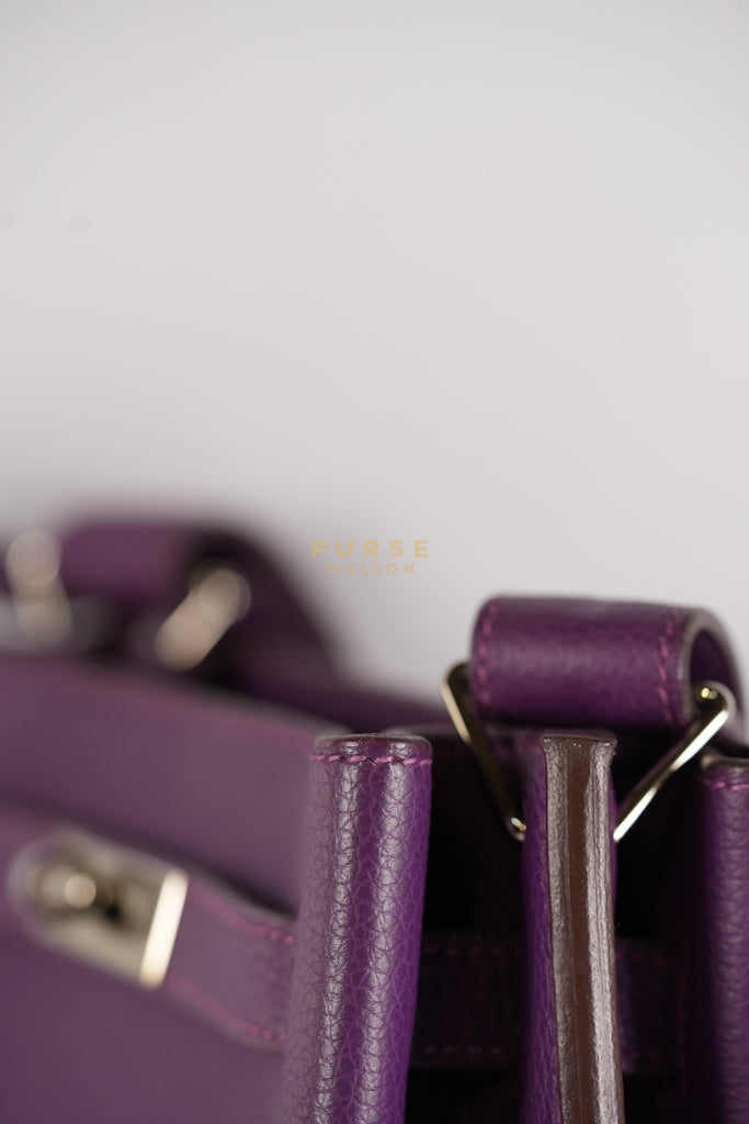 So Kelly Anemone in Togo Leather and Palladium Hardware Stamp Square R (2014) | Purse Maison Luxury Bags Shop