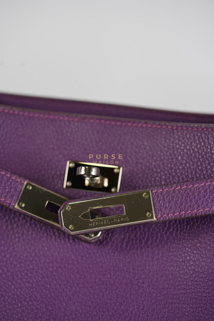 So Kelly Anemone in Togo Leather and Palladium Hardware Stamp Square R (2014) | Purse Maison Luxury Bags Shop