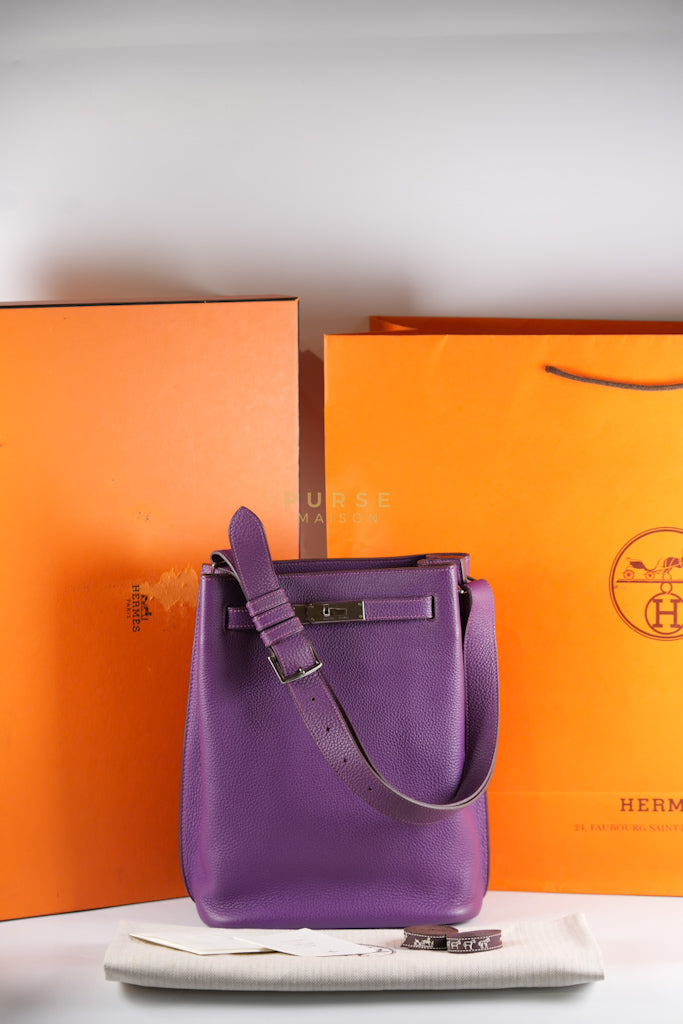 So Kelly Anemone in Togo Leather and Palladium Hardware Stamp Square R (2014) | Purse Maison Luxury Bags Shop