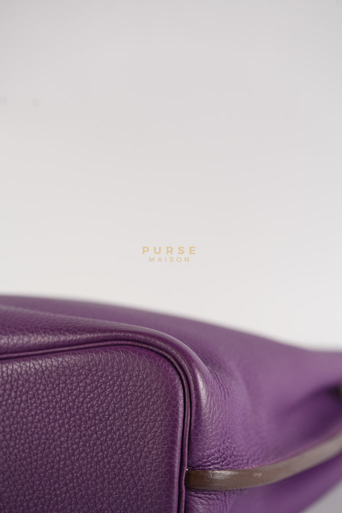 So Kelly Anemone in Togo Leather and Palladium Hardware Stamp Square R (2014) | Purse Maison Luxury Bags Shop