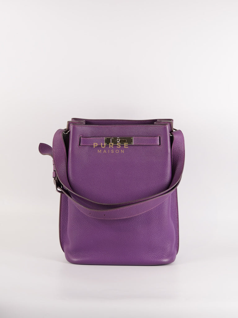 So Kelly Anemone in Togo Leather and Palladium Hardware Stamp Square R (2014) | Purse Maison Luxury Bags Shop