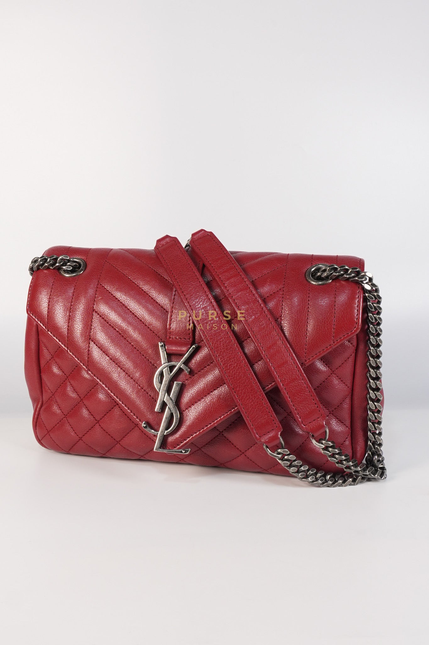 Soft Envelope Bag Medium in Red Sheepskin Tri-Quilt Monogram Leather | Purse Maison Luxury Bags Shop