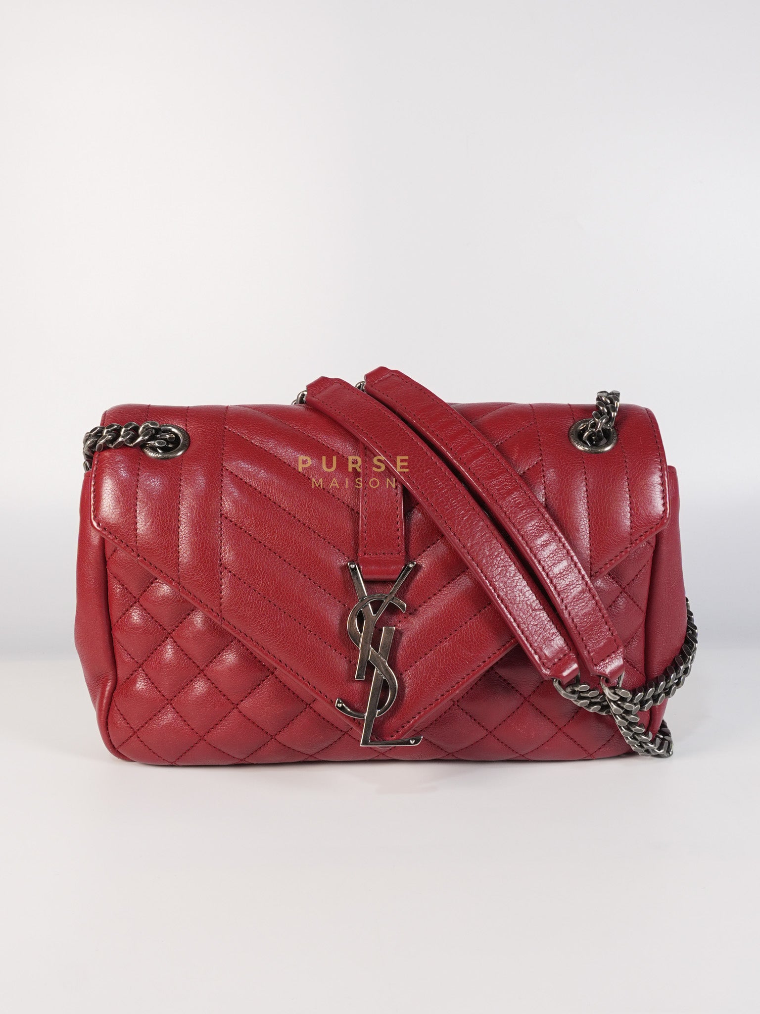 Soft Envelope Bag Medium in Red Sheepskin Tri-Quilt Monogram Leather | Purse Maison Luxury Bags Shop