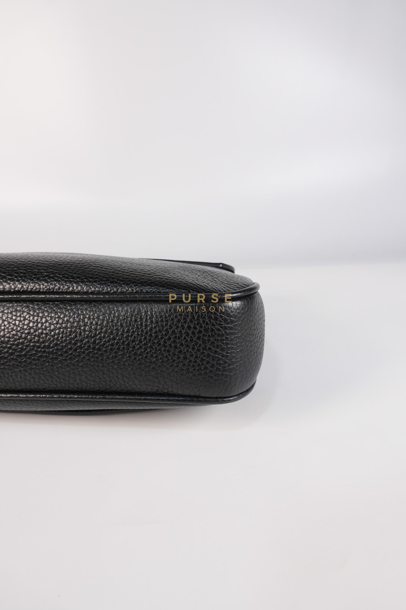 Soho Chain Flap Bag in Black Leather & Light Gold Hardware | Purse Maison Luxury Bags Shop
