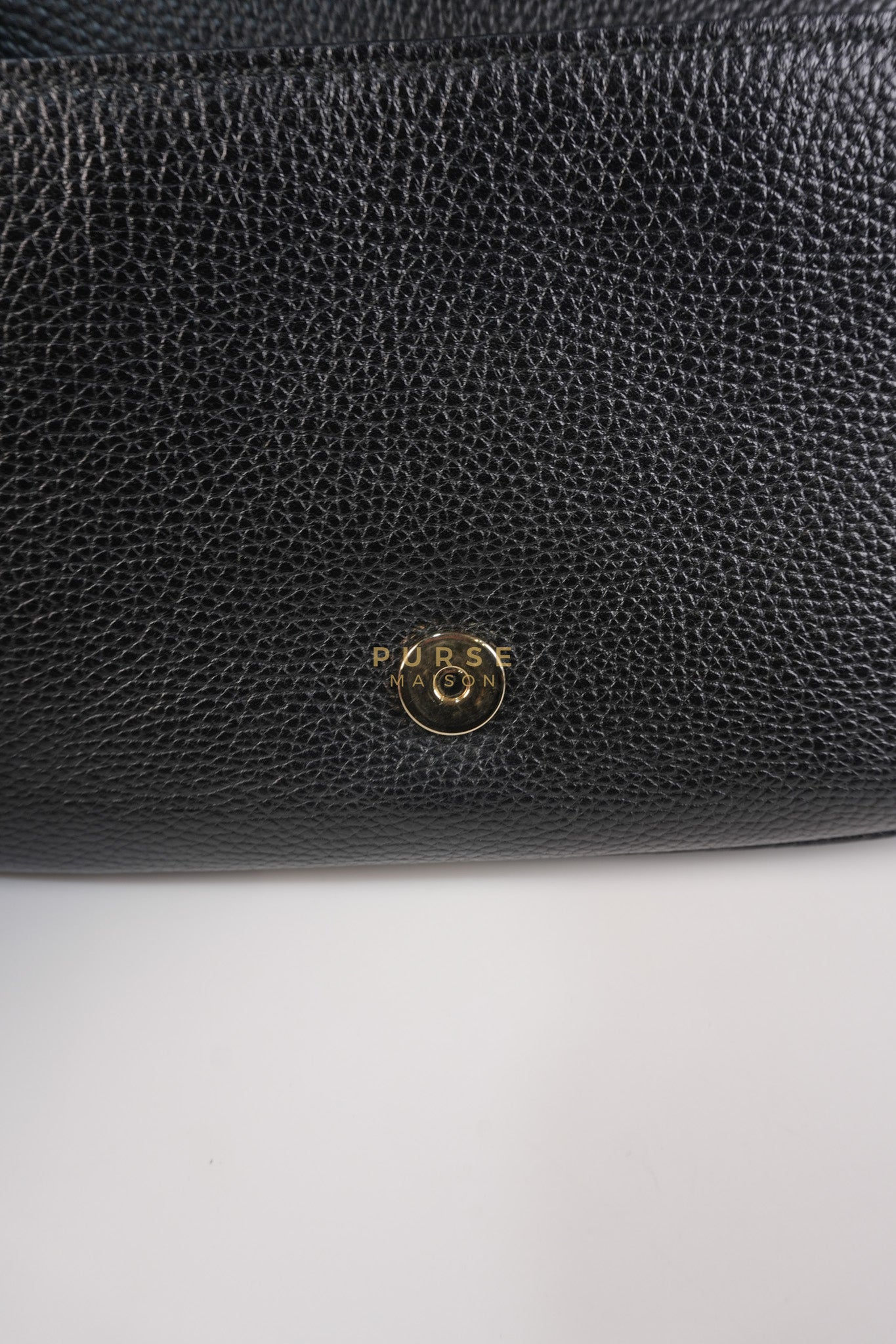 Soho Chain Flap Bag in Black Leather & Light Gold Hardware | Purse Maison Luxury Bags Shop