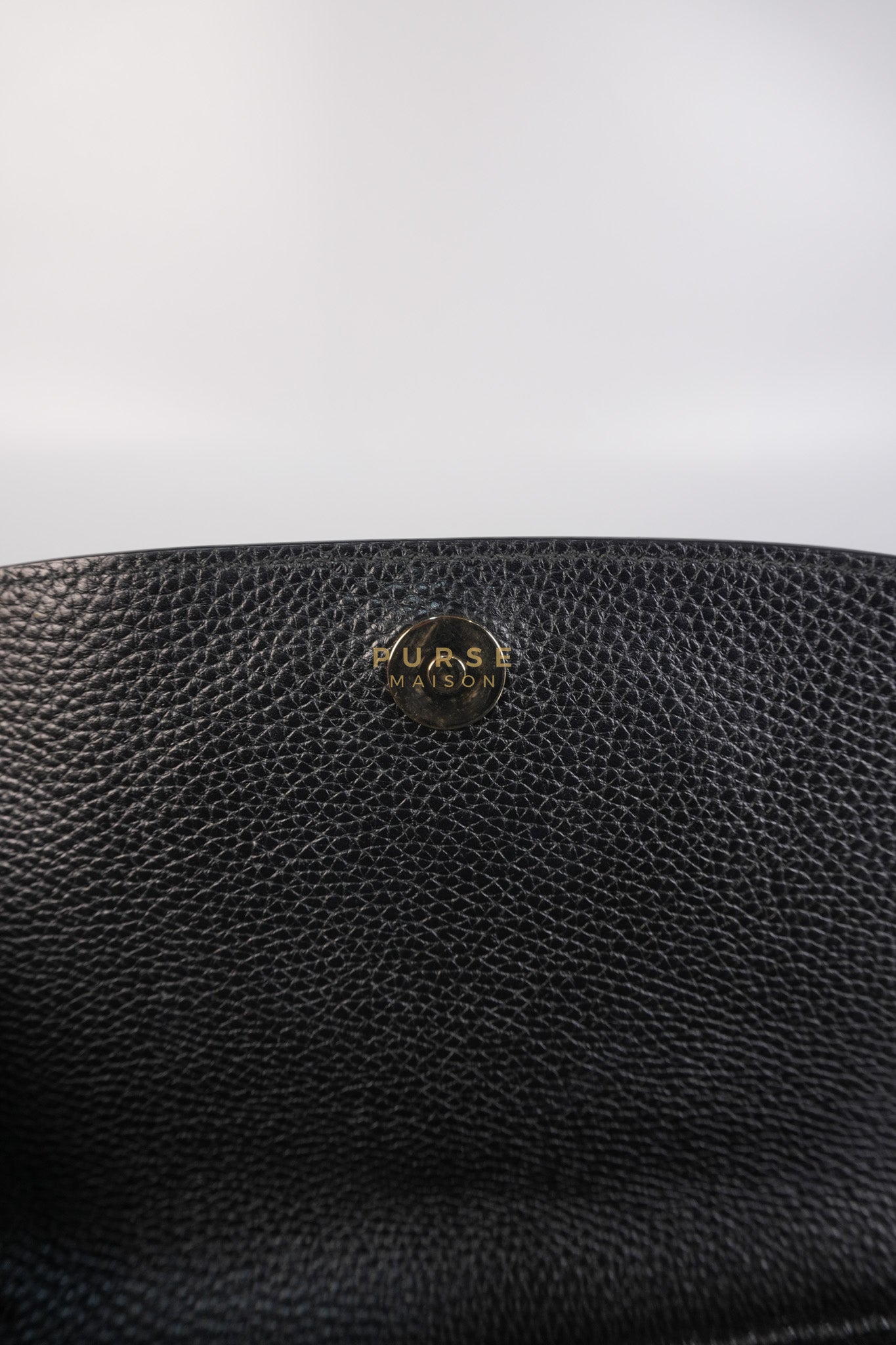 Soho Chain Flap Bag in Black Leather & Light Gold Hardware | Purse Maison Luxury Bags Shop