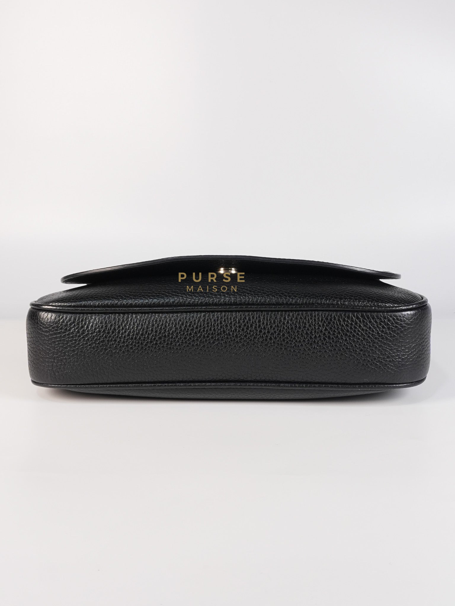 Soho Chain Flap Bag in Black Leather & Light Gold Hardware | Purse Maison Luxury Bags Shop