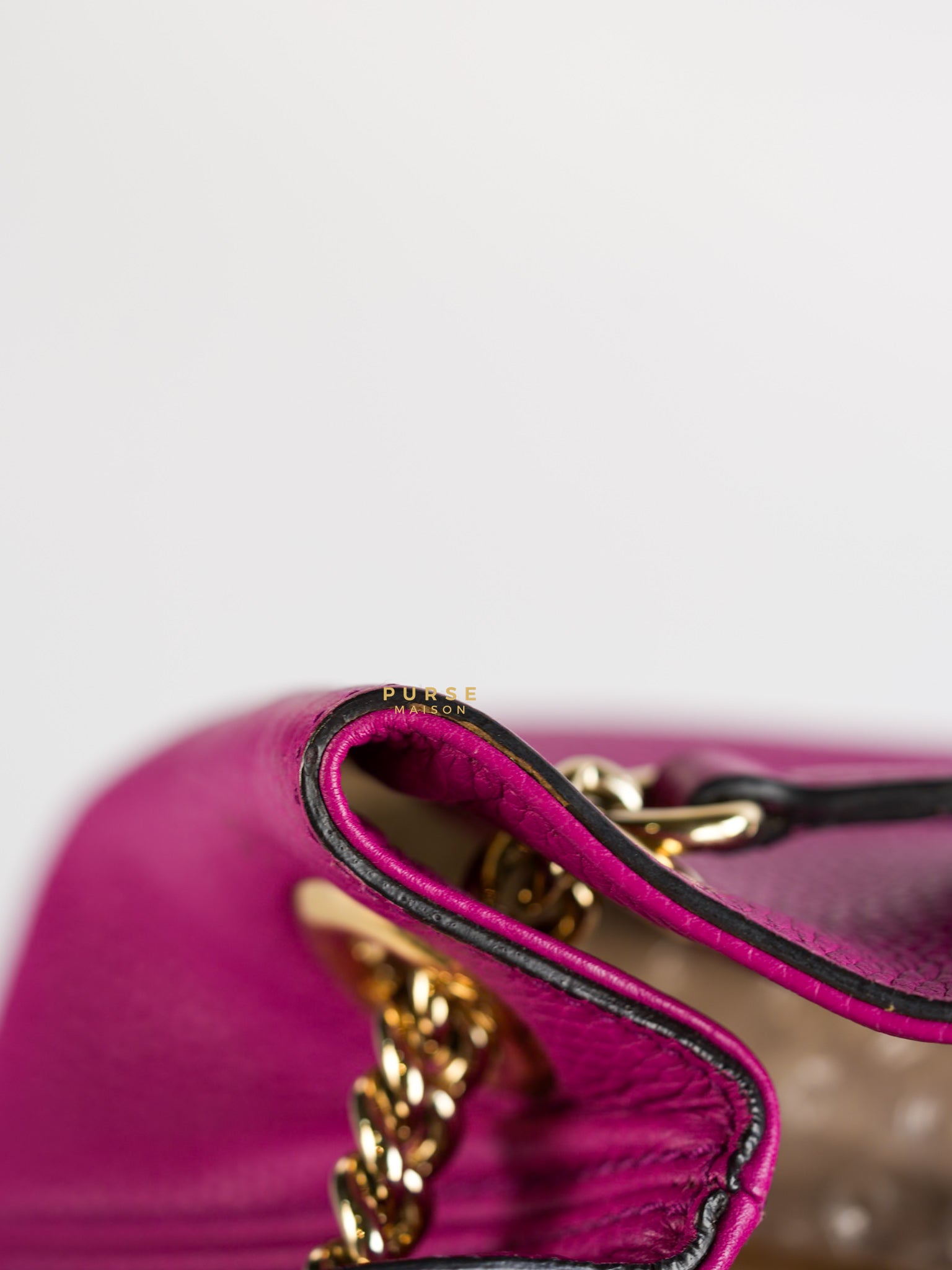 Soho Chain Fuchsia Pink Pebbles Leather Tote | Purse Maison Luxury Bags Shop