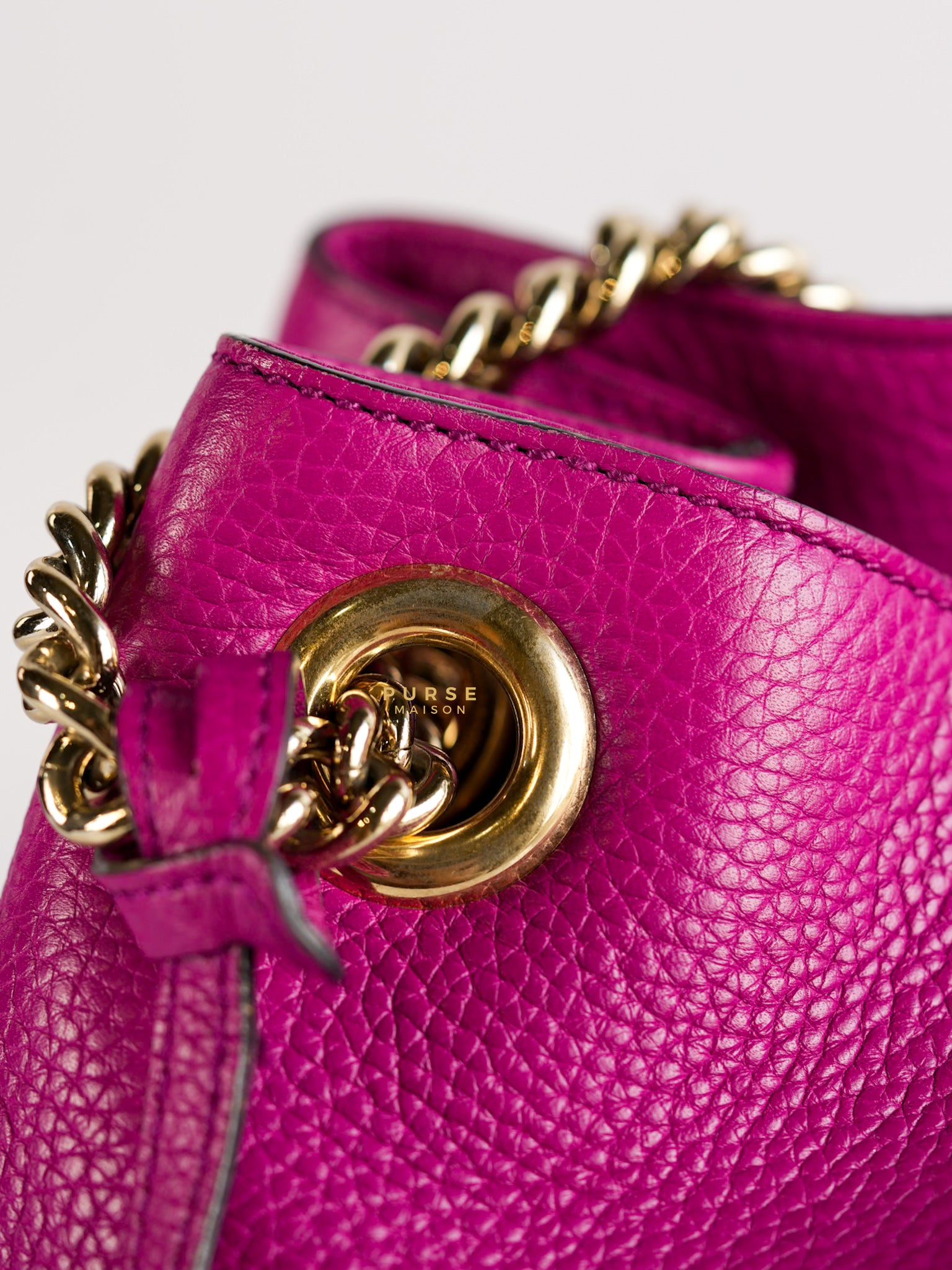 Soho Chain Fuchsia Pink Pebbles Leather Tote | Purse Maison Luxury Bags Shop