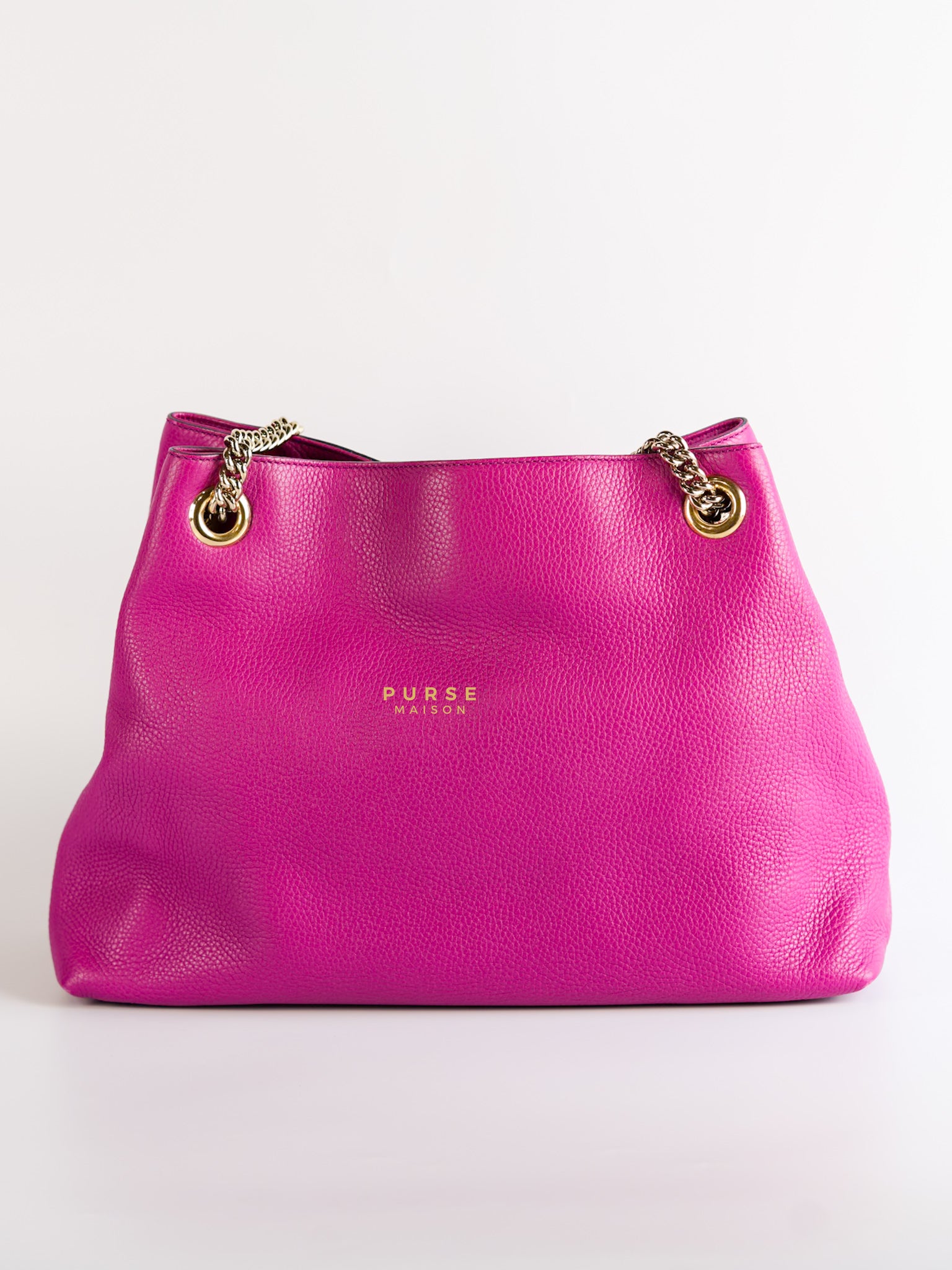 Soho Chain Fuchsia Pink Pebbles Leather Tote | Purse Maison Luxury Bags Shop