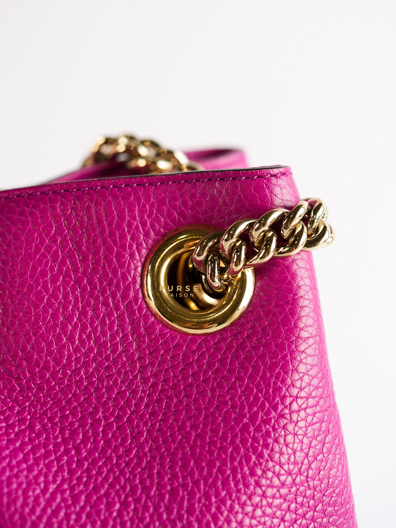 Soho Chain Fuchsia Pink Pebbles Leather Tote | Purse Maison Luxury Bags Shop