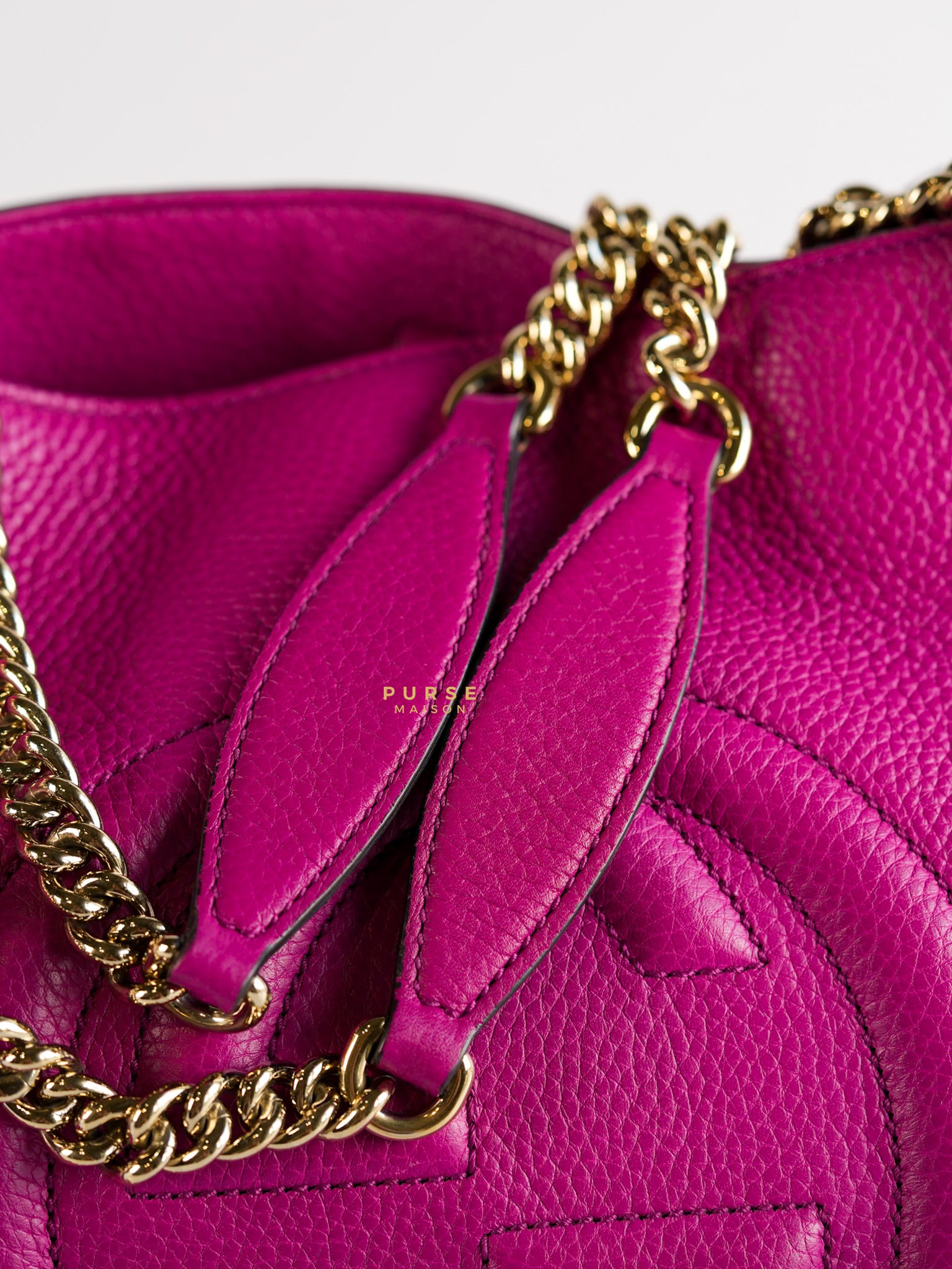 Soho Chain Fuchsia Pink Pebbles Leather Tote | Purse Maison Luxury Bags Shop