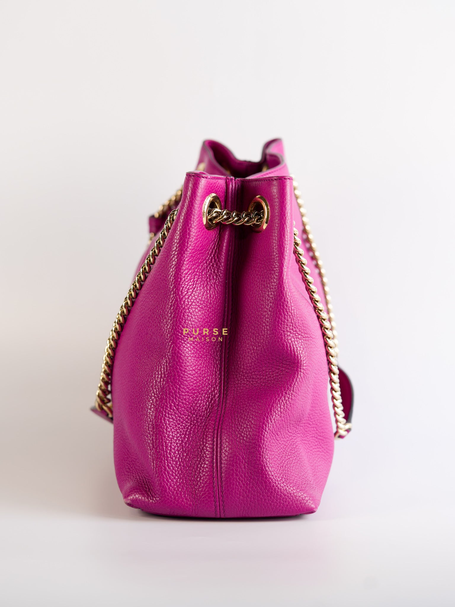 Soho Chain Fuchsia Pink Pebbles Leather Tote | Purse Maison Luxury Bags Shop