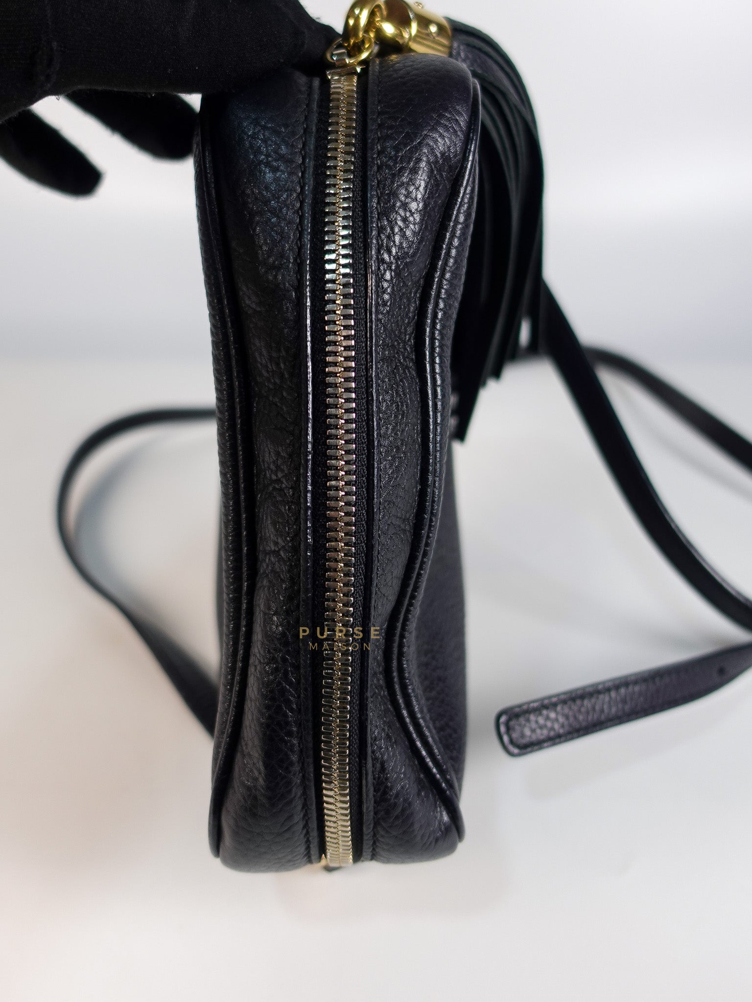 Soho Shoulder Bag Small in Black Gold Hardware | Purse Maison Luxury Bags Shop