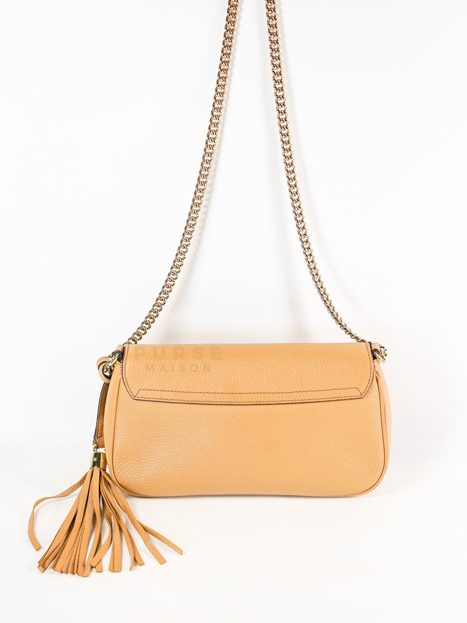 Soho Disco Long Flap Sling Tassel Bag in Beige | Purse Maison Luxury Bags Shop