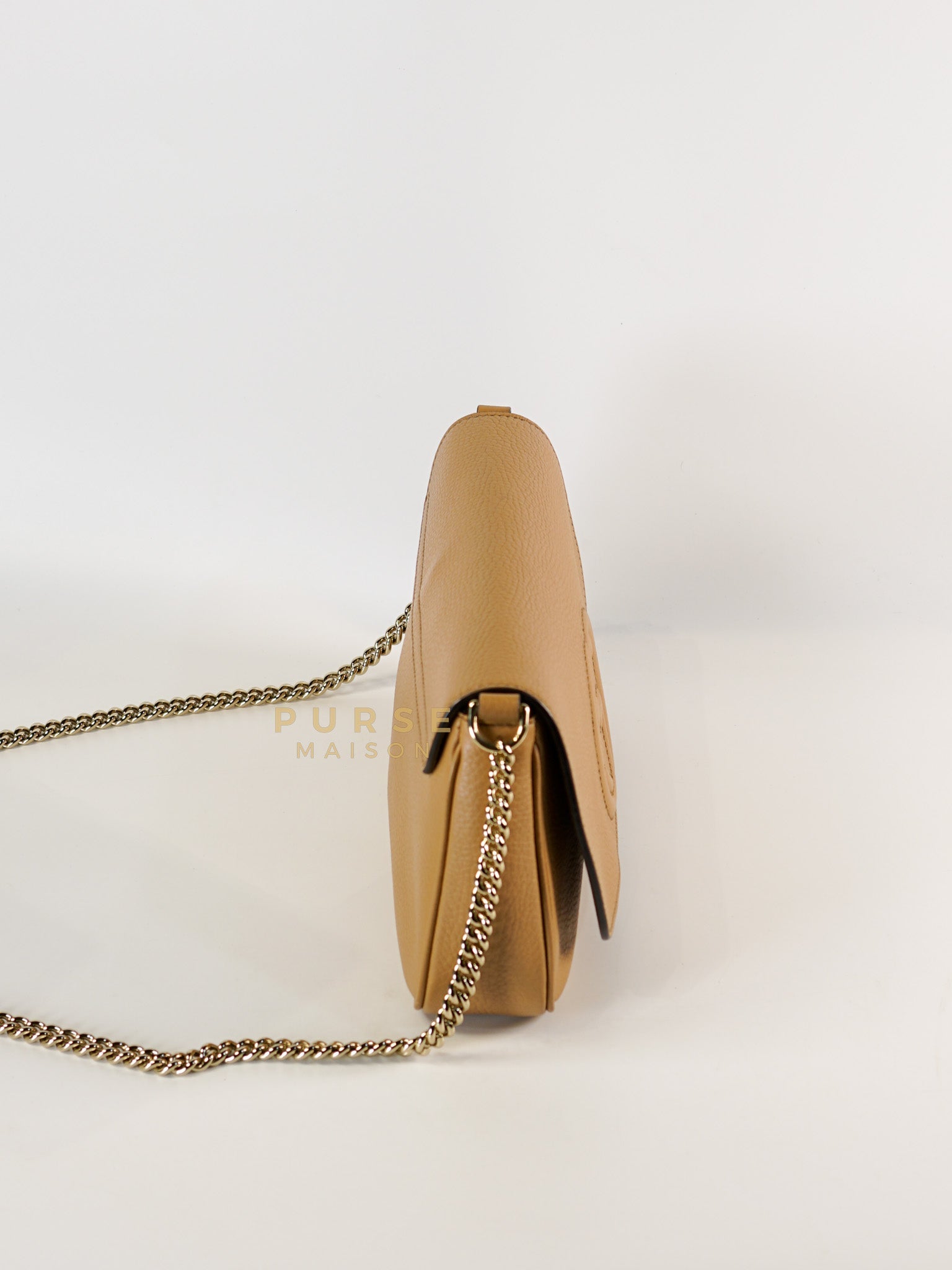 Soho Disco Long Flap Sling Tassel Bag in Beige | Purse Maison Luxury Bags Shop