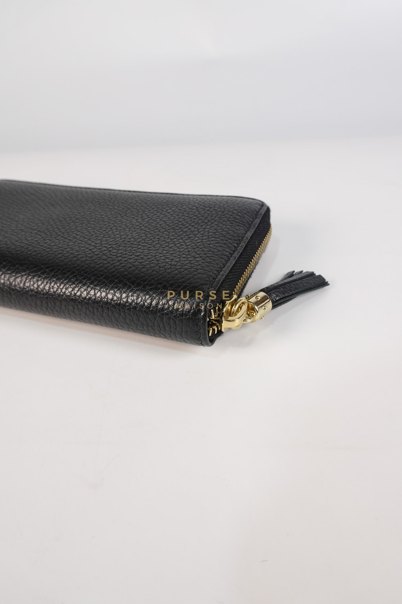 Soho Long Zip Around Wallet in Black Leather | Purse Maison Luxury Bags Shop