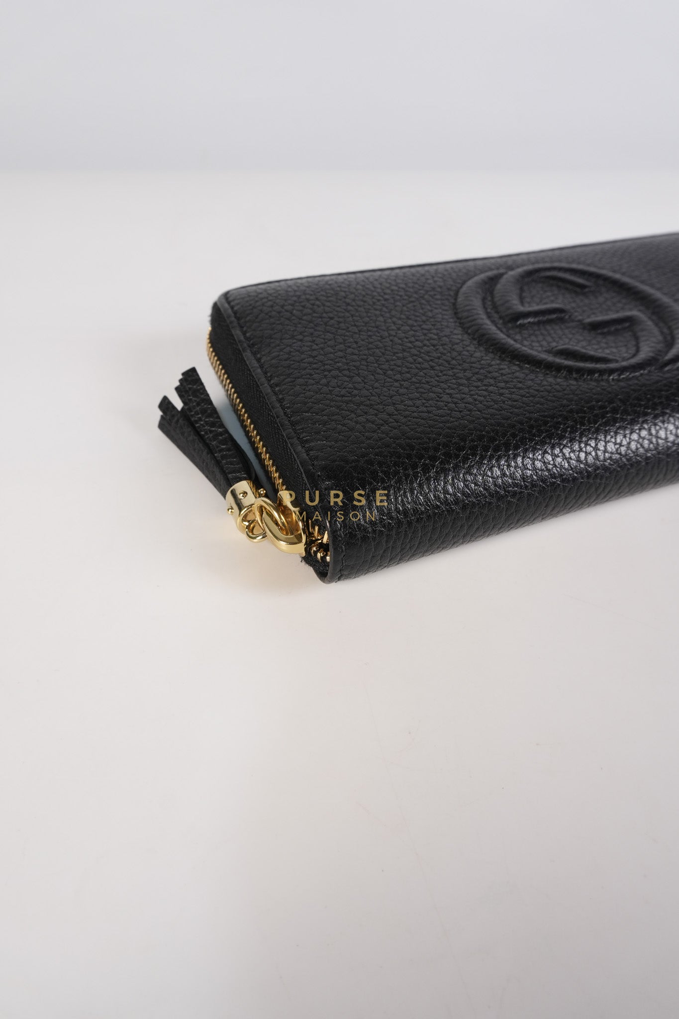 Soho Long Zip Around Wallet in Black Leather | Purse Maison Luxury Bags Shop