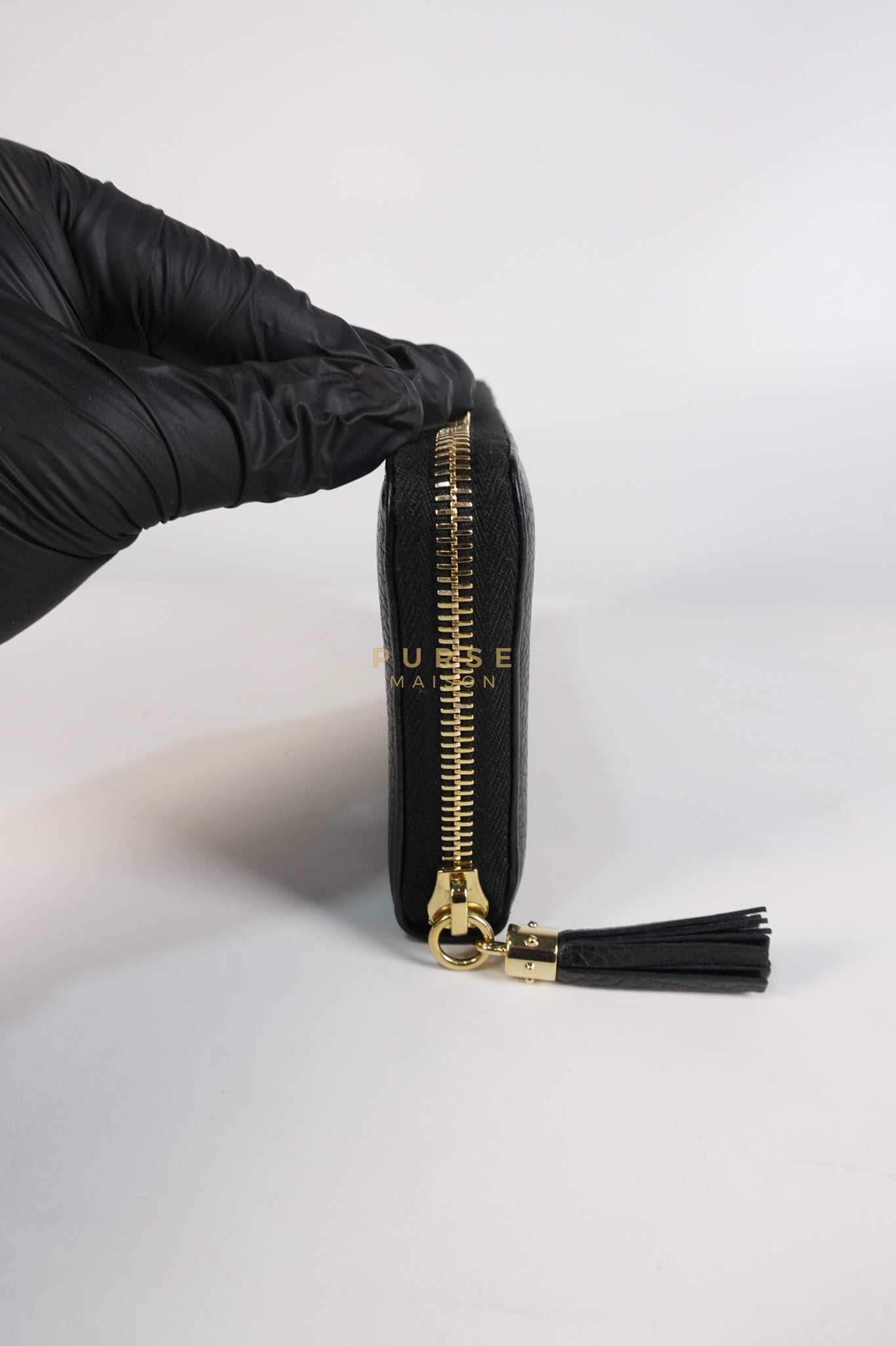 Soho Long Zip Around Wallet in Black Leather | Purse Maison Luxury Bags Shop