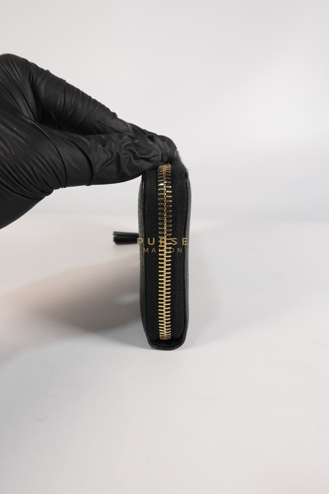 Soho Long Zip Around Wallet in Black Leather | Purse Maison Luxury Bags Shop