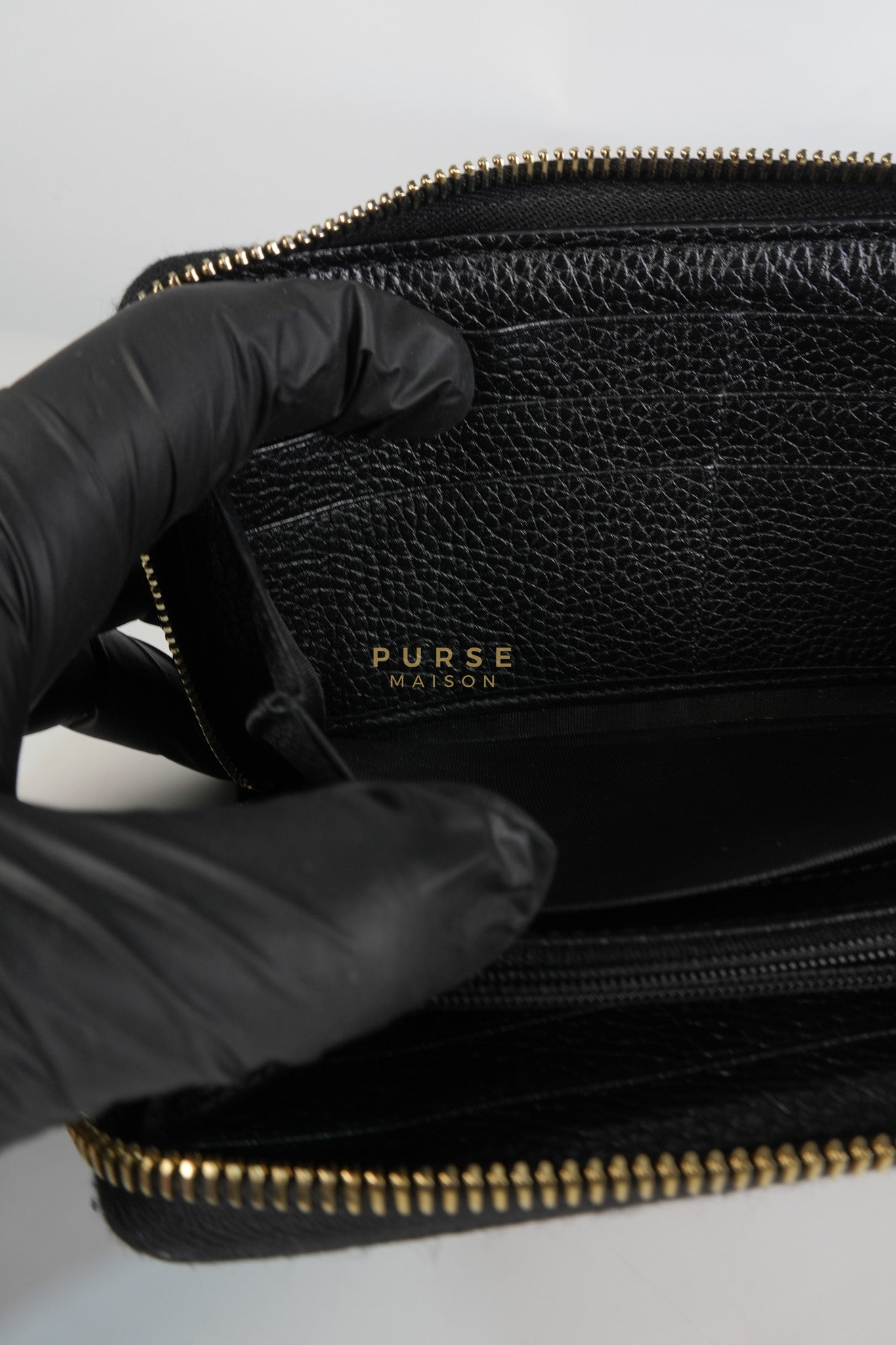 Soho Long Zip Around Wallet in Black Leather | Purse Maison Luxury Bags Shop