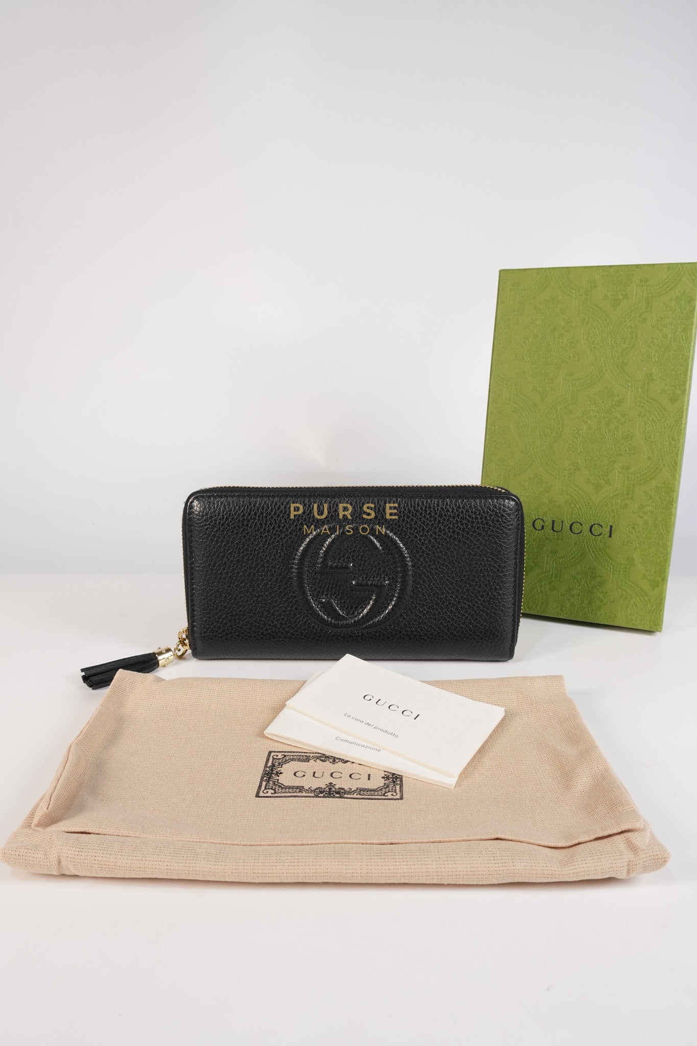 Soho Long Zip Around Wallet in Black Leather | Purse Maison Luxury Bags Shop