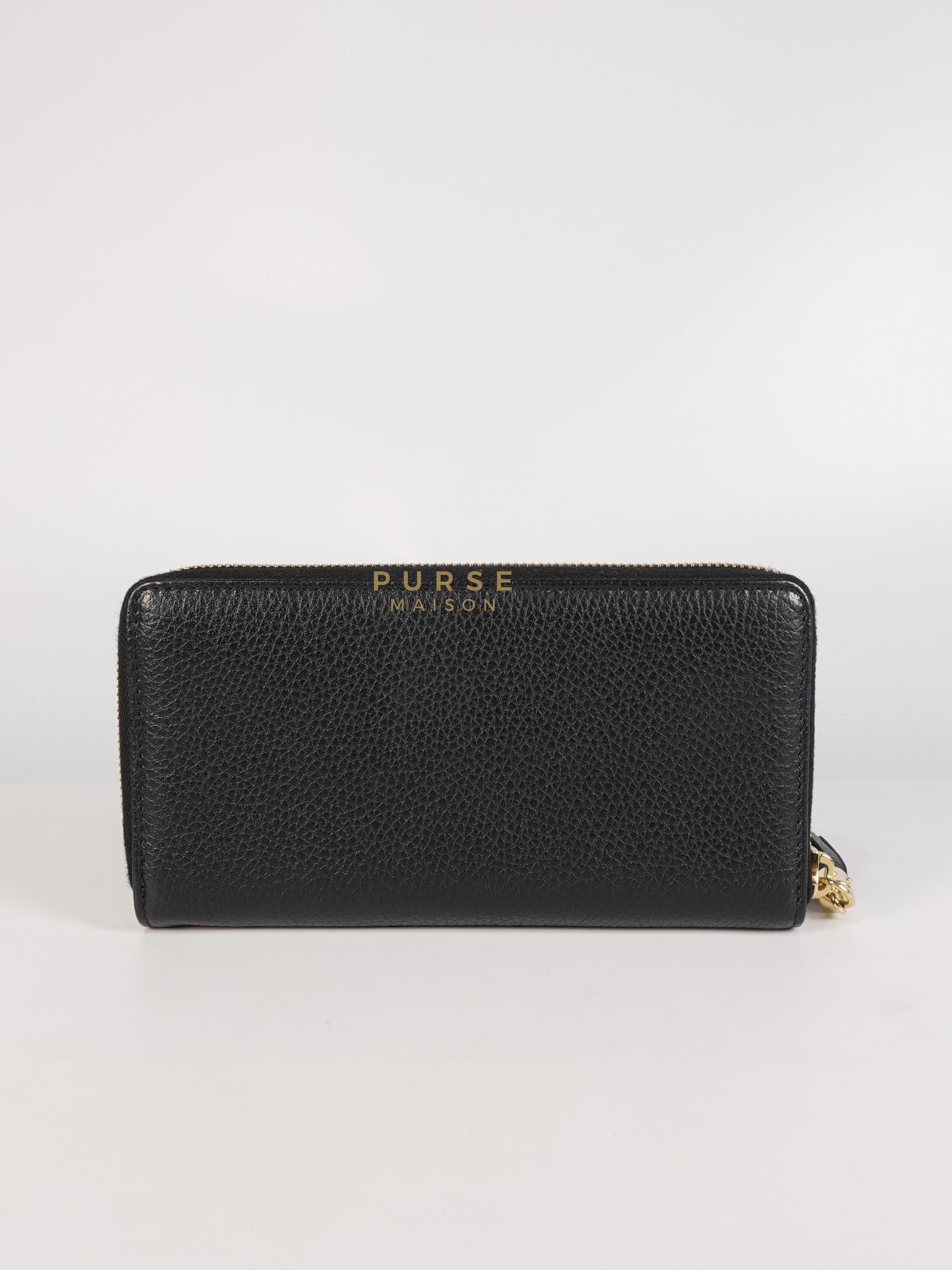 Soho Long Zip Around Wallet in Black Leather | Purse Maison Luxury Bags Shop