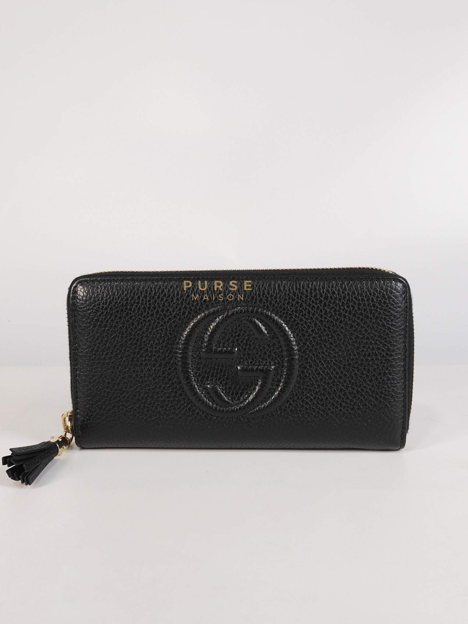Soho Long Zip Around Wallet in Black Leather | Purse Maison Luxury Bags Shop