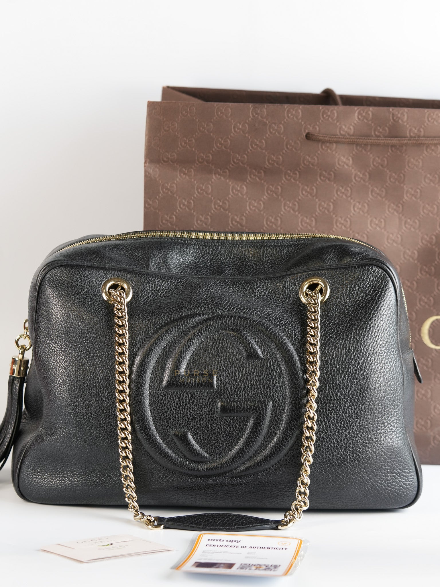 Soho Pebbled Calfskin Leather Tote Bag | Purse Maison Luxury Bags Shop