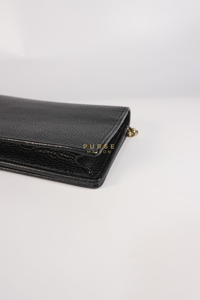 Soho Wallet on Chain in Black Calfskin Leather & Gold Hardware | Purse Maison Luxury Bags Shop