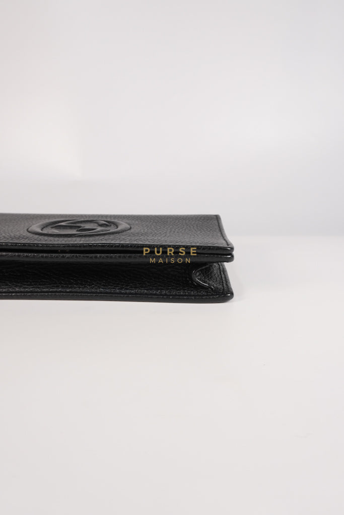 Soho Wallet on Chain in Black Calfskin Leather & Gold Hardware | Purse Maison Luxury Bags Shop