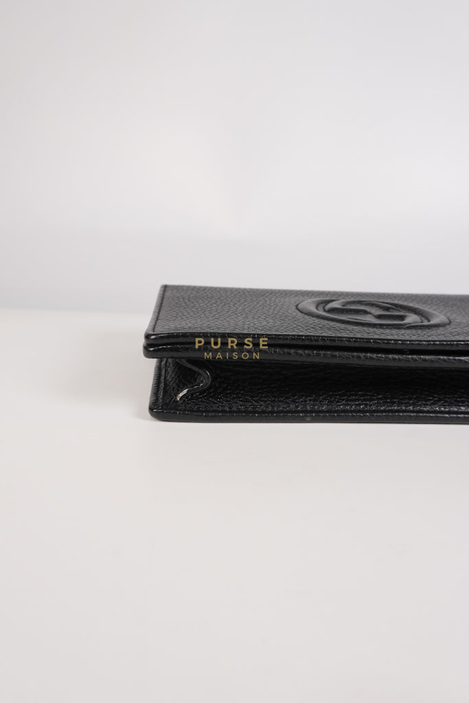 Soho Wallet on Chain in Black Calfskin Leather & Gold Hardware | Purse Maison Luxury Bags Shop