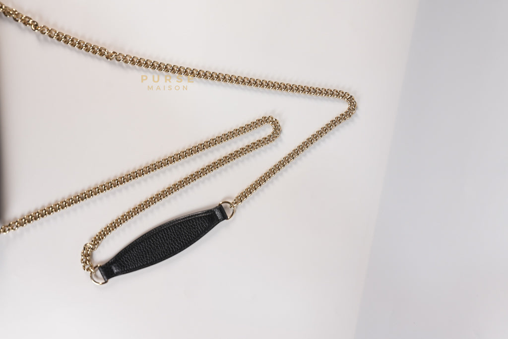 Soho Wallet on Chain in Black Calfskin Leather & Gold Hardware | Purse Maison Luxury Bags Shop