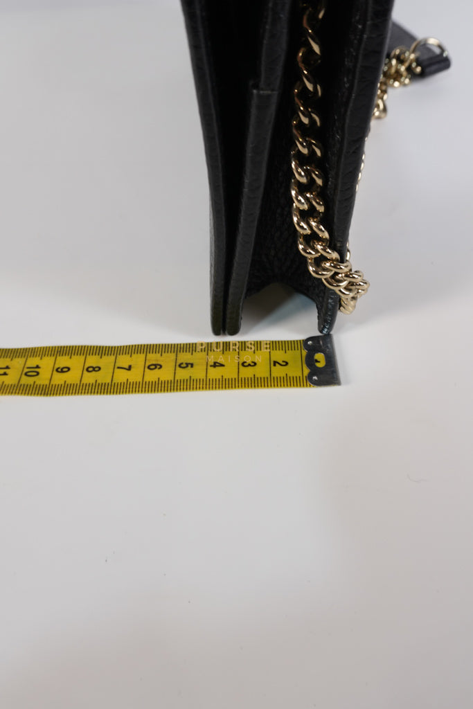 Soho Wallet on Chain in Black Calfskin Leather & Gold Hardware | Purse Maison Luxury Bags Shop