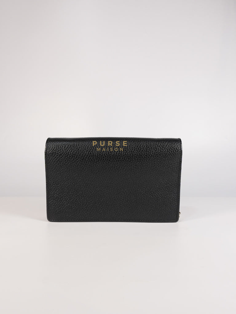 Soho Wallet on Chain in Black Calfskin Leather & Gold Hardware | Purse Maison Luxury Bags Shop