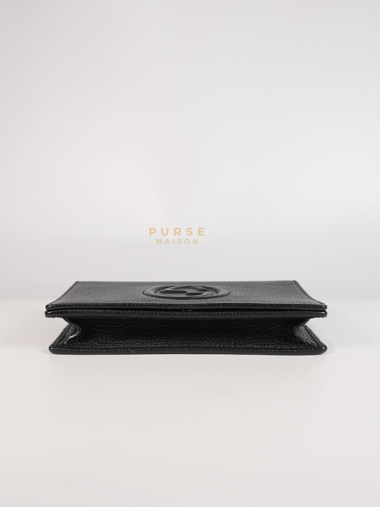 Soho Wallet on Chain in Black Calfskin Leather & Gold Hardware | Purse Maison Luxury Bags Shop