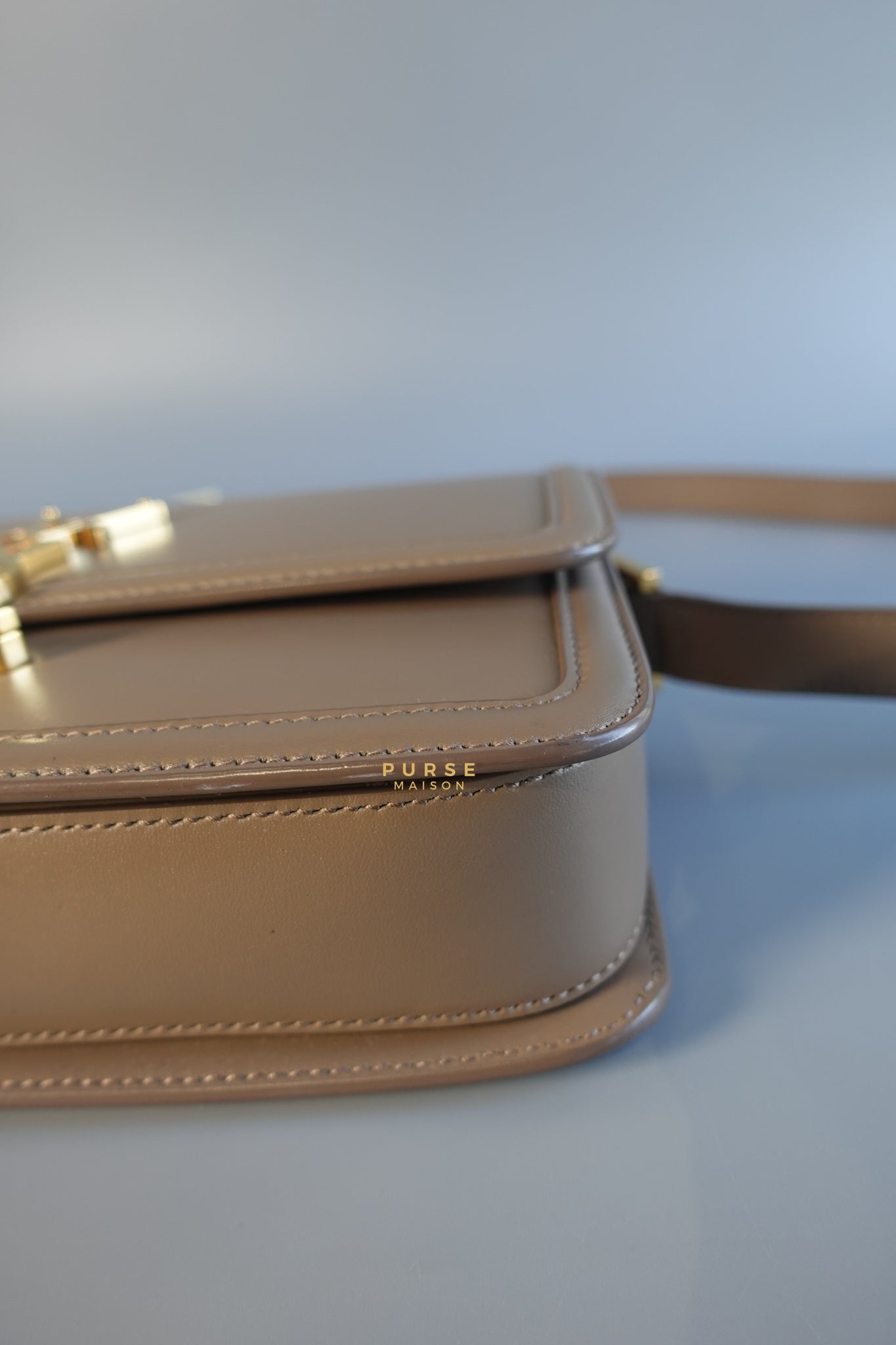 Solferino Bag in Taupe Leather & Gold Hardware | Purse Maison Luxury Bags Shop