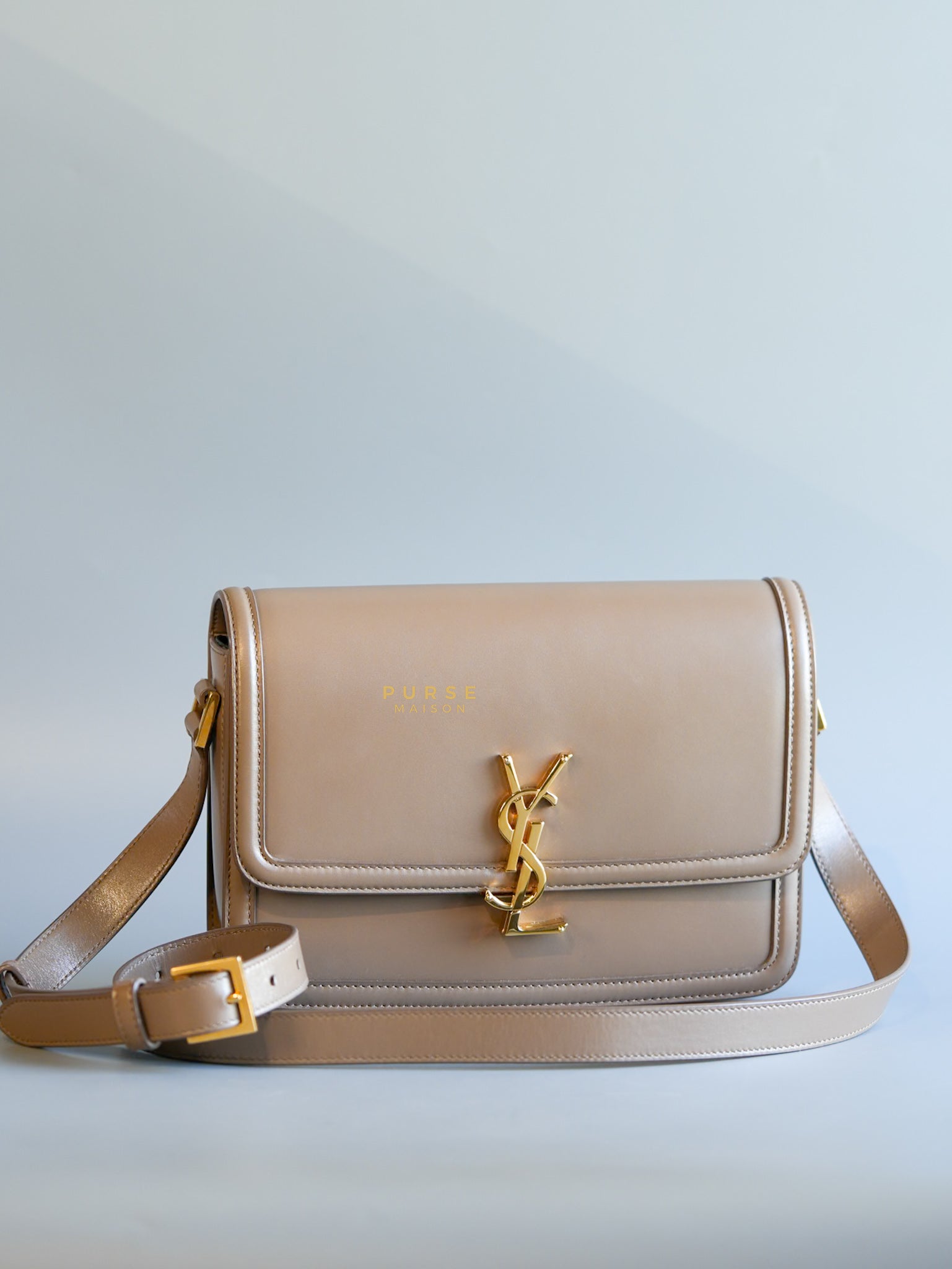 Solferino Bag in Taupe Leather & Gold Hardware | Purse Maison Luxury Bags Shop