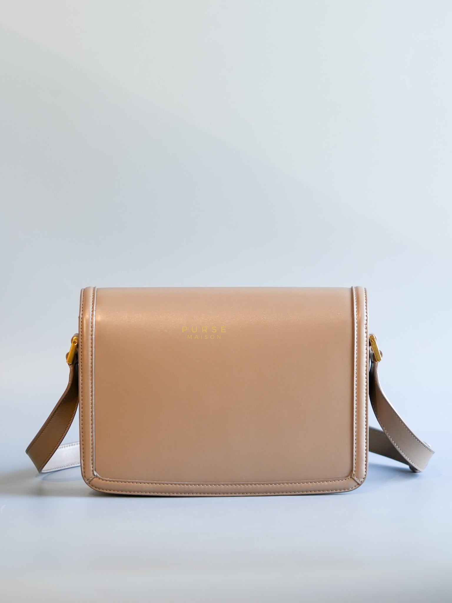 Solferino Bag in Taupe Leather & Gold Hardware | Purse Maison Luxury Bags Shop