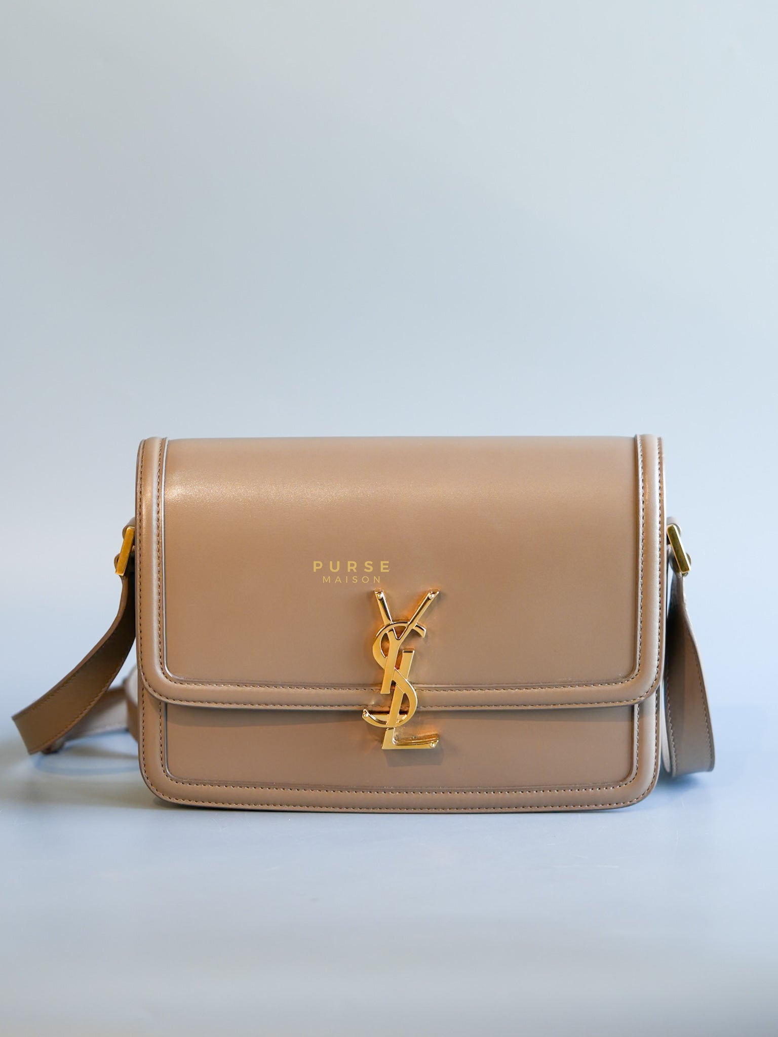 Solferino Bag in Taupe Leather & Gold Hardware | Purse Maison Luxury Bags Shop