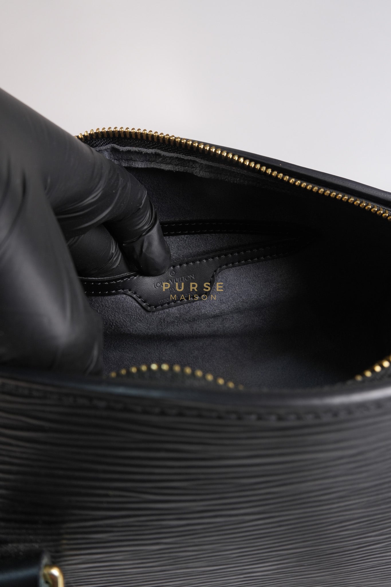 Soufflot Bag In Black Epi Leather & Gold Hardware (Date Code: MI0024) | Purse Maison Luxury Bags Shop